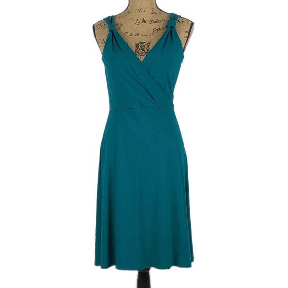Ann Taylor Fit and Flare Teal Sleeveless Dress XS